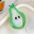 Pinza para el pelo de acetato con forma de pera en color verde y blanco elegante - Pera