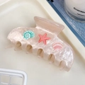 Pinza per capelli rosa perlato con stella marina e conchiglie per acconciature da mare - Beige