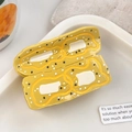 Pinza para el pelo rectangular amarilla de acetato con líneas onduladas y estampado de puntos - Galleta