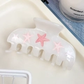 Elegante pinza per capelli color crema con stelle marine rosa e design a tema marino - Bianco