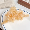Pince à cheveux fleurie en acétate ambre pêche avec une finition translucide - Orange Irisé