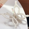 Pinza per capelli a farfalla oversize in bianco iridescente con strass scintillanti - Bianco Sirena
