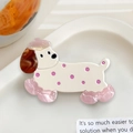 Niedliche Haarklammer aus Acetat als Dackel mit rosa Punkten und bernsteinfarbenen Ohren - Rosa Punkt Hund