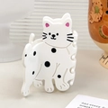 Simpatica molletta per capelli a forma di gatto bianco con macchie nere per donne - Stile Gatto Bianco Pois / Bianco