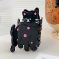 Simpatica molletta per capelli a gatto nero con pois rosa in acetato lucido - Stile Gatto Nero Pois Rosa / Nero