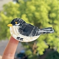 Fermaglio per capelli a forma di uccello bianco e nero in acetato con becco giallo - Uccello Nero