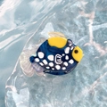 Blue fish hair claw clip with white dots and yellow accents made of acetate fiber - Polka Dot Blue Fish