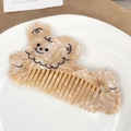 Cute cartoon bear hair comb in beige marble acetate material with wide teeth - Off-white