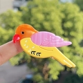 Fermaglio per capelli a pappagallo colorato in acetato con clip a molla in metallo - Uccello Giallo