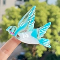 Fermaglio per capelli a forma di uccello in acetato blu con elegante trama marmorizzata - Rondine Blu