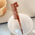 Brown tortoiseshell tail comb with cartoon bear top for precise hair styling - Brown Bear