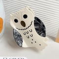 Pinza per capelli a forma di gufo color crema e marmo per un accessorio unico - Gufo Bianco