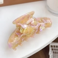 Pink and yellow marbled acetate tulip hair claw clip with a glossy pearlescent finish - Floral Yellow Green