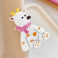 Fermaglio per capelli con animale carino, pois arancioni e sciarpa a righe rosa - Giraffa