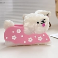 Cute Bichon Frise dog hair claw clip in white and pink pearlescent acrylic for women - Pink Dog