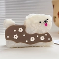 Cute puppy flower hair claw clip made of acetic acid fiber in cream and brown colors - Coffee Dog