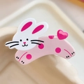 Fermaglio per capelli a coniglio con pois rosa e coda a cuore in acetato lucido - Coniglio