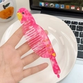 Haarkamm aus Acetat mit rosa Marmortextur in Papageienform mit langem Griff - Magenta Papagei