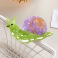 Cute snail-shaped acetate hair clip with green body and purple shell detail - Snail