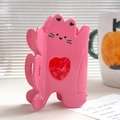 Pinza per capelli a forma di gatto rosa in acetato con dettaglio cuore rosso - Gatto Cuore Rosa