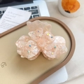 Pince à cheveux trèfle rose marbré ornée de strass brillants pour coiffure élégante - Rose Fleuri