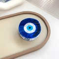 Support de téléphone Evil Eye en résine bleue avec texture marbrée et design nazar rond - Œil 7