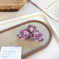 Elegante pinza para el cabello de acetato morado con diseño de lazo 3D jaspeado - Púrpura estrellado
