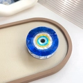 Support de téléphone rond Œil de Turquie bleu avec une texture en résine marbrée - Œil 8