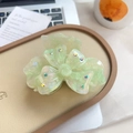 Pince à cheveux trèfle à quatre feuilles vert pâle élégante avec strass irisés - Vert Fleuri