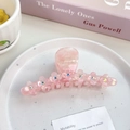Pince à cheveux en acétate rose marbré avec fleurs de cristal et style de luxe léger - Floral Rose Cerise