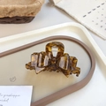 French style amber tortoiseshell acetate bow hair claw clip with glossy finish - Marble Brown