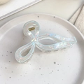 Pinza per capelli olografica con motivo a scacchi rosa e bordi blu eleganti - Fiocco Iridescente
