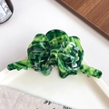 Pinza per capelli a fiocco in acetato marmorizzato verde con finitura lucida elegante - Verde Scuro