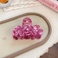 Pink marble acetate flower hair claw clip with rhinestones and translucent finish - Mixed Rose Red