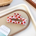 Rechteckige Haarklammer mit süßen roten Erdbeer-Prints auf cremeweißem Acetatt-Finish - Großes Quadrat Erdbeere