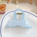 Light blue checkered bow claw clip with translucent finish and gold spring - Blue Bowknot
