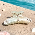 Pearlescent white shark hair clip with champagne rhinestone starfish decoration - Light Teal With Rhinestone