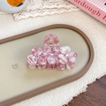 Pink marble acetate flower hair claw clip with colorful rhinestones for elegant styling - Mixed Smoky Red