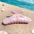 Pink marble acrylic starfish hair claw clip with pearls for resort styling - Purple Pearl