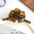 Elegante pinza per capelli a farfalla 3D con finitura lucida in ambra tartarugata - Caffè Trasparente