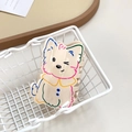 Cute cartoon Westie dog hair claw clip in beige with colorful artistic line patterns - Colorful Lines Dog - Large