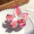 Pinza per capelli a forma di giglio sfumato rosa e bianco con finitura lucida elegante - Fucsia