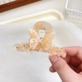 Pince à cheveux papillon champagne élégante avec cristaux et détails floraux fins - Jaune Clair Floral