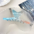 Pinza per capelli a coda di sirena con sfumatura blu rosa, texture marmo e strass - Stile Lineare Coda di Sirena