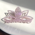 Elegant lavender lotus hair claw clip with purple rhinestones and marble texture - Light Purple