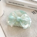 Elegante molletta per capelli a fiocco verde chiaro con finitura perlata lucida - Verde Metallico