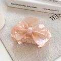 Elegante pinza per capelli a fiocco in resina rosa perlata con finitura marmorizzata e presa - Arancione Iridescente
