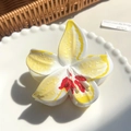 Pince à cheveux fleur de frangipanier en résine blanche et jaune pour style tropical - Jaune
