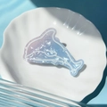 Pearlescent gradient blue dolphin hair claw clip made of acetate with marble finish - Whale