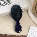 Spazzola per capelli in acetato viola marmorizzato con cuscinetto massaggiante e setole nere - Nero Viola